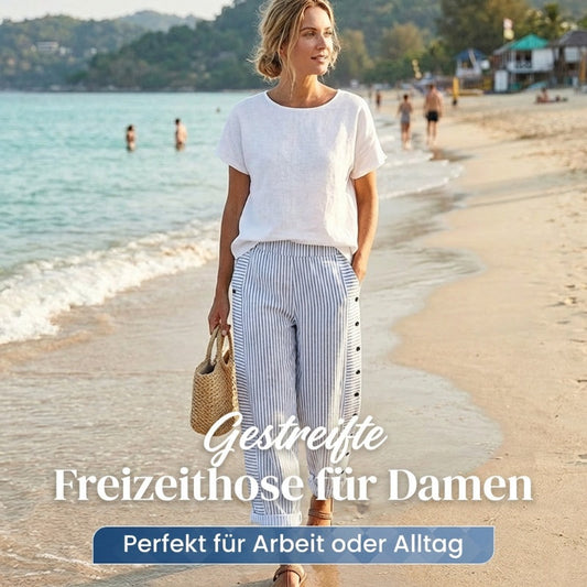 🔥Solange der Vorrat reicht 50% Rabatt!🎉Bequeme blau gestreifte Hose mit Seitentaschen