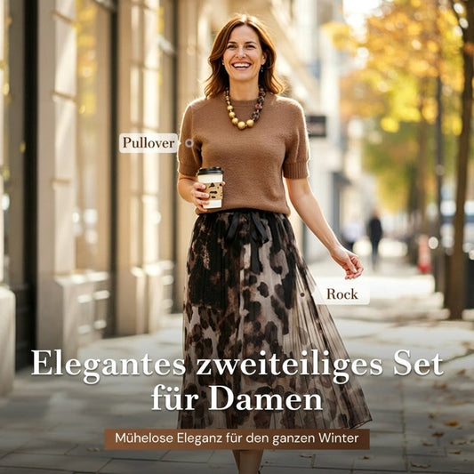 👚 50 % RABATT | Elegant kombiniert ohne Styling-Stress – Damen 2-teiliges Set mit Leo-Rock