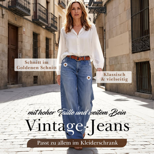 🍂 Retro & bequem – Hochbund & Weitbein für Damen – Weicher Stoff, moderner Schnitt & vielseitig kombinierbar
