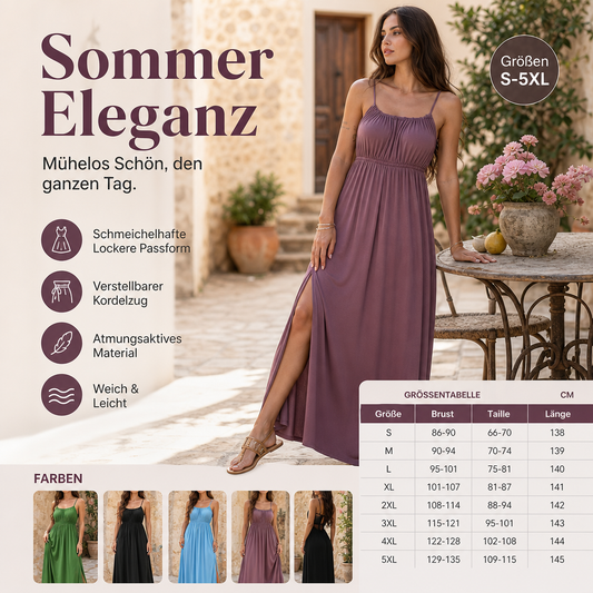☀️ Damenkleid mit Spaghettiträgern & Kordelzug – Leicht, feminin & immer passend