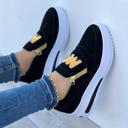 🌞Frühlingserwachen: 50% Rabatt!✨Orthopädische Damensneaker mit Plateau-Sohle – 3-Fußgewölbe-Unterstützung, Atmungsaktiv & Rutschfest, Stylisch mit Gold-Details für Ganztägigen Komfort