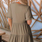 🌸2026 Zeitlich begrenzter Verkauf – 50 % Rabatt🌸Damen-Stufenkleid mit Rüschenbesatz und V-Ausschnitt👚