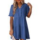 🌸2026 Zeitlich begrenzter Verkauf – 50 % Rabatt🌸Damen-Stufenkleid mit Rüschenbesatz und V-Ausschnitt👚