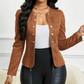 🧥 50% RABATT! 🌞 Damen kragenlose Kunstwildleder-Jacke – Kurze Silhouette & samtige Textur – Weich, elegant & perfekt für Frühlingstage, Büro oder lässige Ausflüge ✨