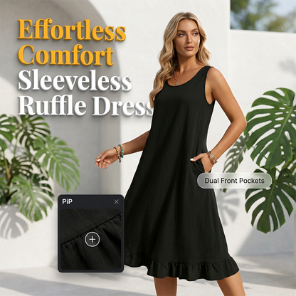 👗 Damen lässiges ärmelloses Rüschenkleid – luftig, feminin & vielseitig – perfekt für Alltag, Strand & Freizeit