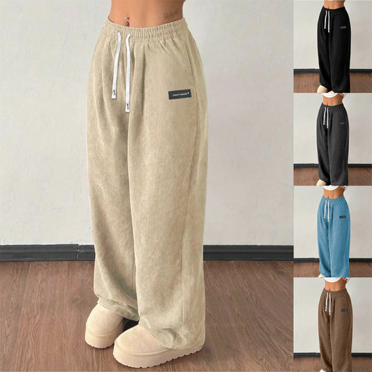 👖 50 % RABATT – Damen Cordhose mit weitem Bein & Kordelzug | Bequemer Vintage-Look trifft auf modernen Alltagsstil ✨