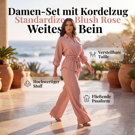 🌸 50 % RABATT – Damen 2-teiliges Set mit Kordelzug & weitem Bein | Eleganter Komfort für Alltag und Urlaub ✨