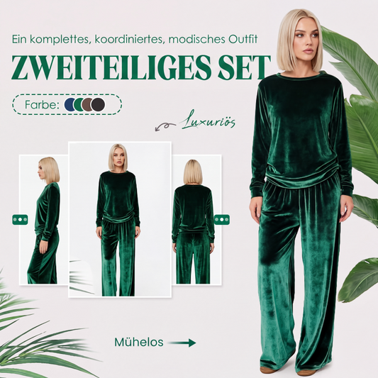 ✨ 50 % RABATT | Eleganter Komfort für jeden Tag – Damen Samt-Set mit weiter Hose