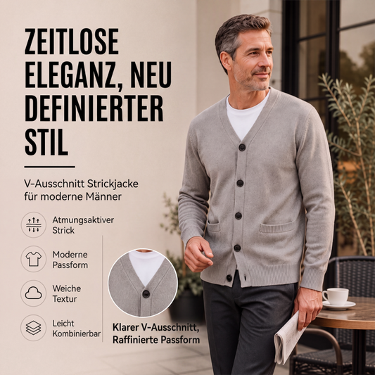 🧶 50 % RABATT | Zeitlos, bequem & vielseitig – Herren Strickcardigan mit V-Ausschnitt