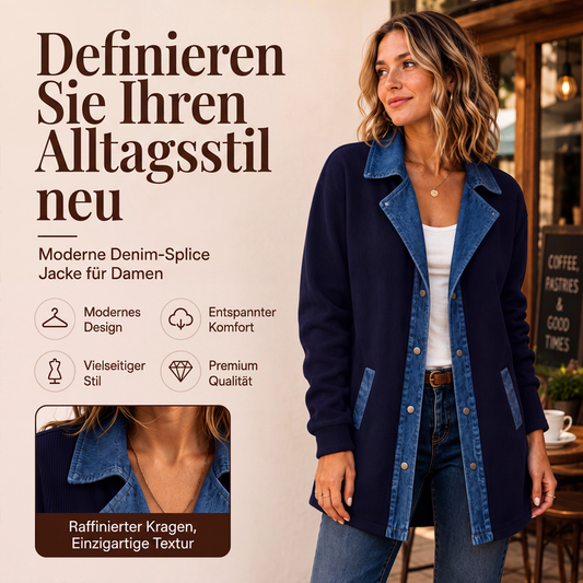 🧥 50 % RABATT | Lässiger Denim-Look für jeden Tag – Damen Patchwork-Jacke