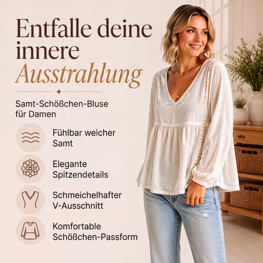 👚 50 % RABATT | Elegant, feminin & vielseitig – Damen Samtoberteil mit V-Ausschnitt