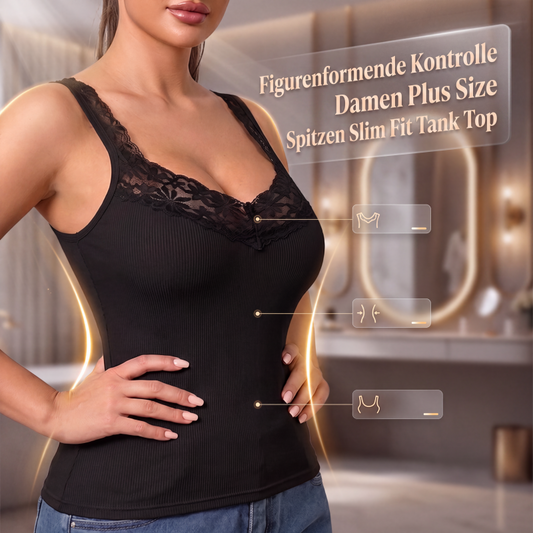 🌸 50 % RABATT | Feminin, figurbetont & vielseitig – Damen Ripp-Top mit Spitzen-V-Ausschnitt