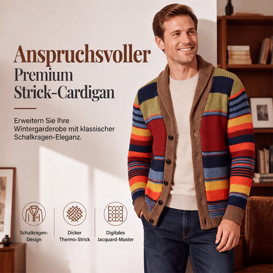 🧶 50 % RABATT | Klassisch, markant & vielseitig – Herren Strickcardigan mit Schalkragen