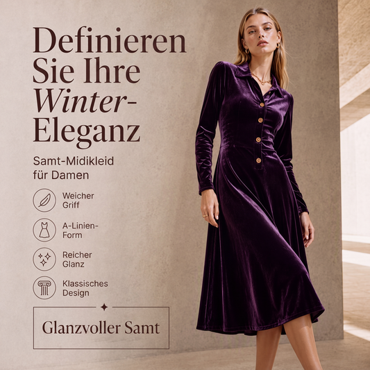 👗 50 % RABATT | Zeitlose Eleganz mit Vintage-Charme – Damen Samt-Kleid in A-Linie