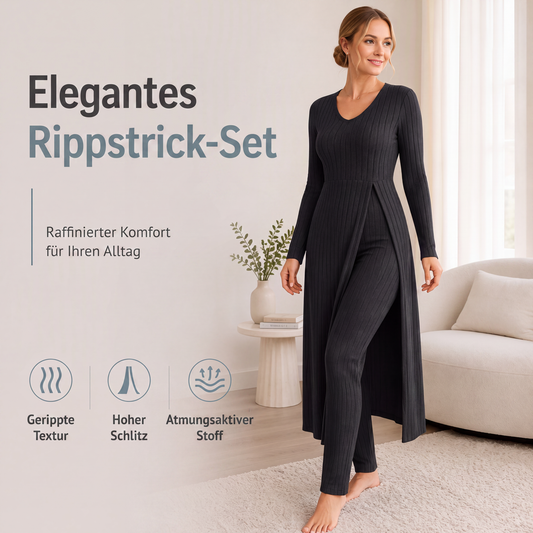 👚 50 % RABATT | Keine Lust auf langes Kombinieren? – Damen Rippstrick-Zweiteiler für entspannte Alltagslooks