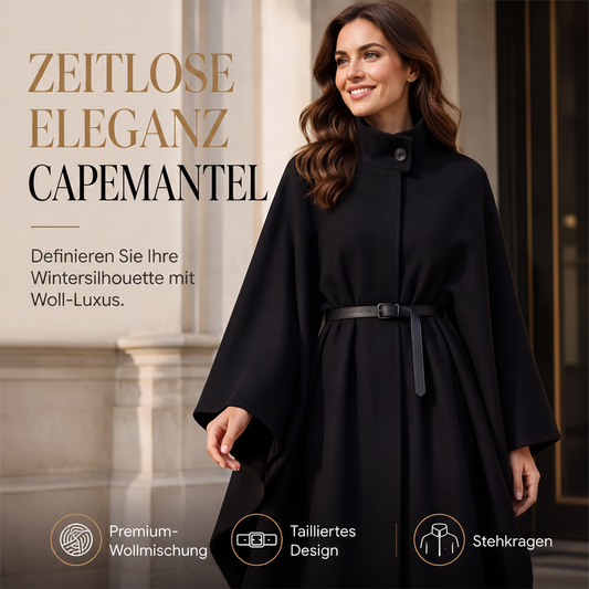 🧥 50 % RABATT | Zeitlose Eleganz & fließende Cape-Silhouette – Damen Cape-Mantel mit Stehkragen