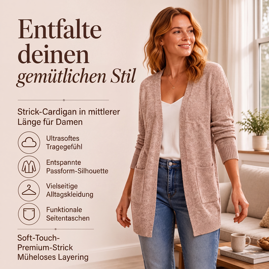 🧶 50 % RABATT | Lässiger Layering-Look & vielseitiger Komfort – Damen Strickcardigan mit offener Vorderseite