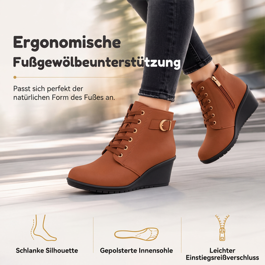 🥾 50 % RABATT | Stabiler Keilabsatz & angenehmer Tragekomfort – Damen Stiefeletten mit Reißverschluss