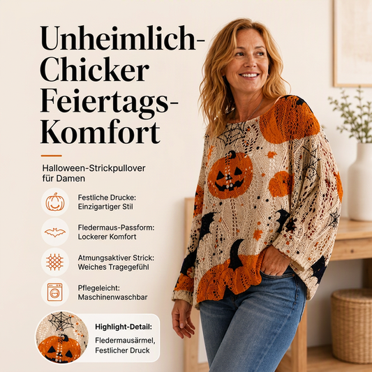 🎃 50% Rabatt | Gemütlicher Halloween-Style – Kürbis-Häkelstrick-Oberteil