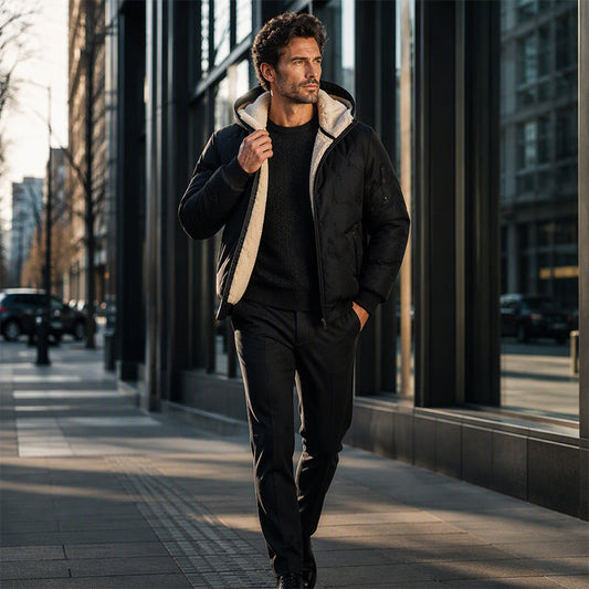 ❄️ Winterjacke für Herren mit Kapuze – Wattiert, warm & immer passend – Jetzt 50% Rabatt!