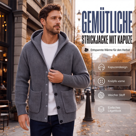 🧶 50% Rabatt | Strukturierter Strick & entspannter Komfort – Herren Kapuzen-Cardigan