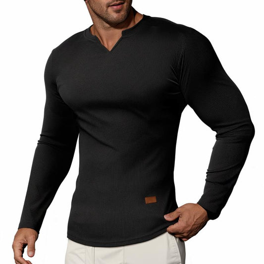 👕 50% Rabatt | Körperbetonte Passform & markanter V-Ausschnitt – Herren Langarmshirt