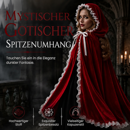 🧛‍♀️ 50% Rabatt | Dramatischer Gothic-Look mit edler Spitze – Samt-Kapuzenumhang