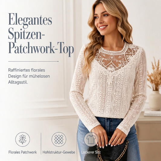 🌸 50% Rabatt | Feminine Eleganz mit feinen Spitzendetails – Damen Langarmshirt