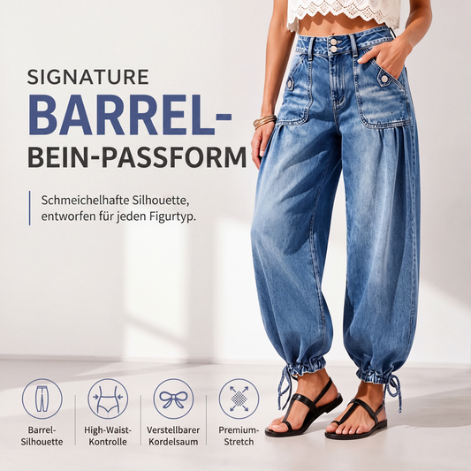 👖 50% Rabatt | Moderner Barrel-Schnitt & flexibler Komfort – Damen High-Waist Jeans