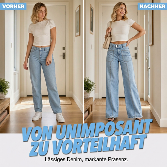 👖 50% Rabatt | Optisch längere Silhouette & entspannter Komfort – High-Waist Wide-Leg Jeans