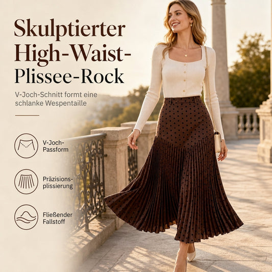 🌸 Plissierter Rock mit Tupfenmuster und hohem Bund für Damen – Feminine Silhouette, weicher Stoff & immer passend – Ein Must-have für deine Garderobe