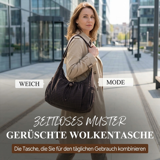 ☁️ Lässig & weich – Karierte Cloud-Tasche mit Kordelzug – Weiches Cloud-Design, praktischer Kordelzug & vielseitig kombinierbar