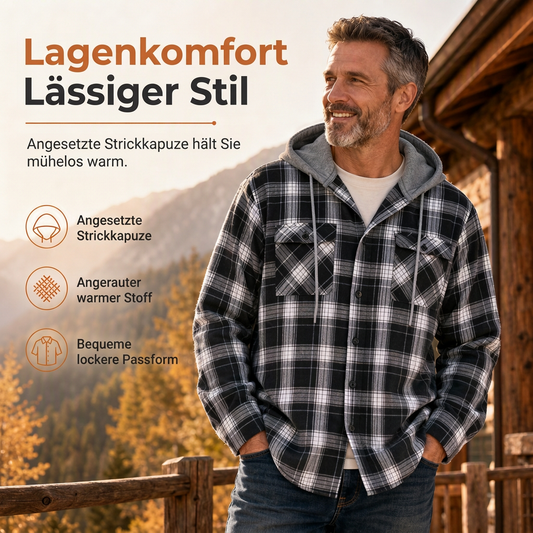 🧢 Lässig & warm – Karierter Hoodie mit Reißverschluss – Angerautes Material, lockerer Schnitt & vielseitig kombinierbar