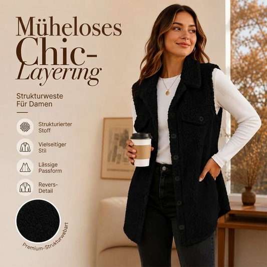 🍂 Elegant & warm – Weste mit Umlegekragen – Weicher Stoff, moderner Schnitt & vielseitig kombinierbar