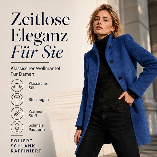 🍂 Klassisch & warm – Vintage-Wollmantel mit Stehkragen – Weicher Wollstoff, eleganter Schnitt & vielseitig kombinierbar
