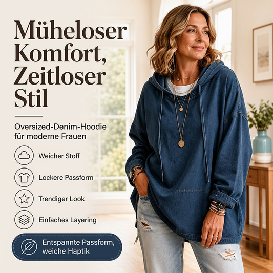 🍂 Legeres Denim-Hoodie für Damen – Lässig, bequem & immer passend
