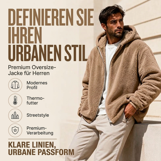 ☁️ Lässig & warm – Plüschige Kapuzenjacke für Herren – Weicher Stoff, lockerer Schnitt & vielseitig kombinierbar
