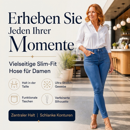 🧵 Lässig & bequem – Dehnbare High-Waist-Jeans – Weicher Denim, moderner Schnitt & vielseitig kombinierbar