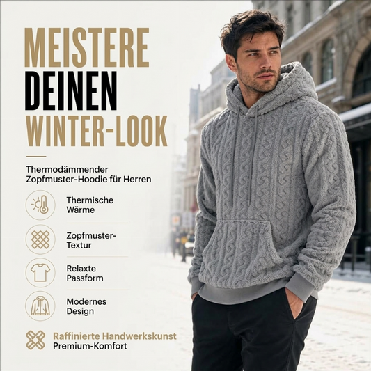 🍂 Warm & strukturiert – Zopfmuster-Kapuzenpullover – Weicher Stoff, moderner Schnitt & vielseitig kombinierbar