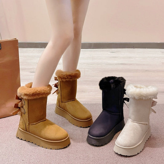 ❄️ Damen Plateau-Schneestiefel mit Schleifen-Detail – Warm, sicher & immer passend
