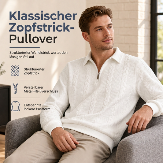 🧶 Herren Freizeit Langarm Jacquard-Strickpullover mit Kragen – Weich, bequem & immer passend